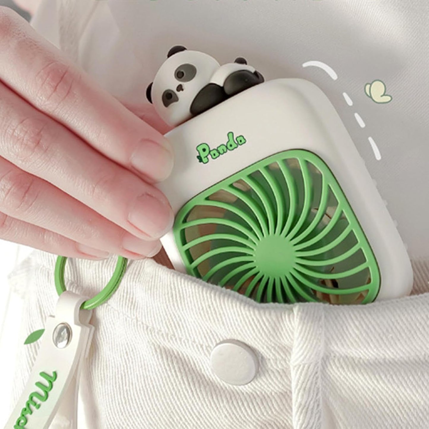 Panda Design Handheld Small Fan Keychain