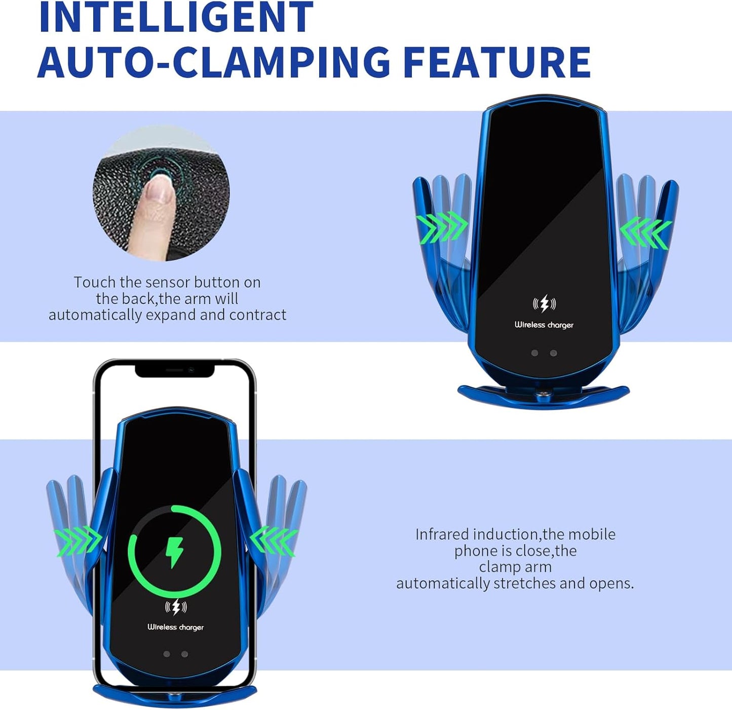 Wireless Car Charger 15W Magnetic Infrared Automatic Mount