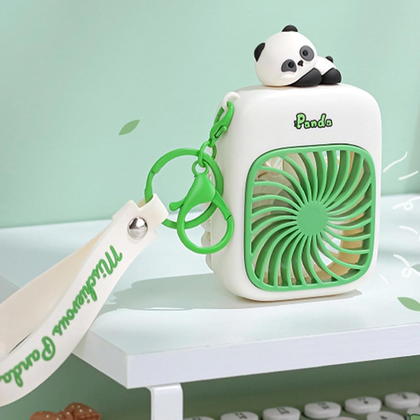 Panda Design Handheld Small Fan Keychain