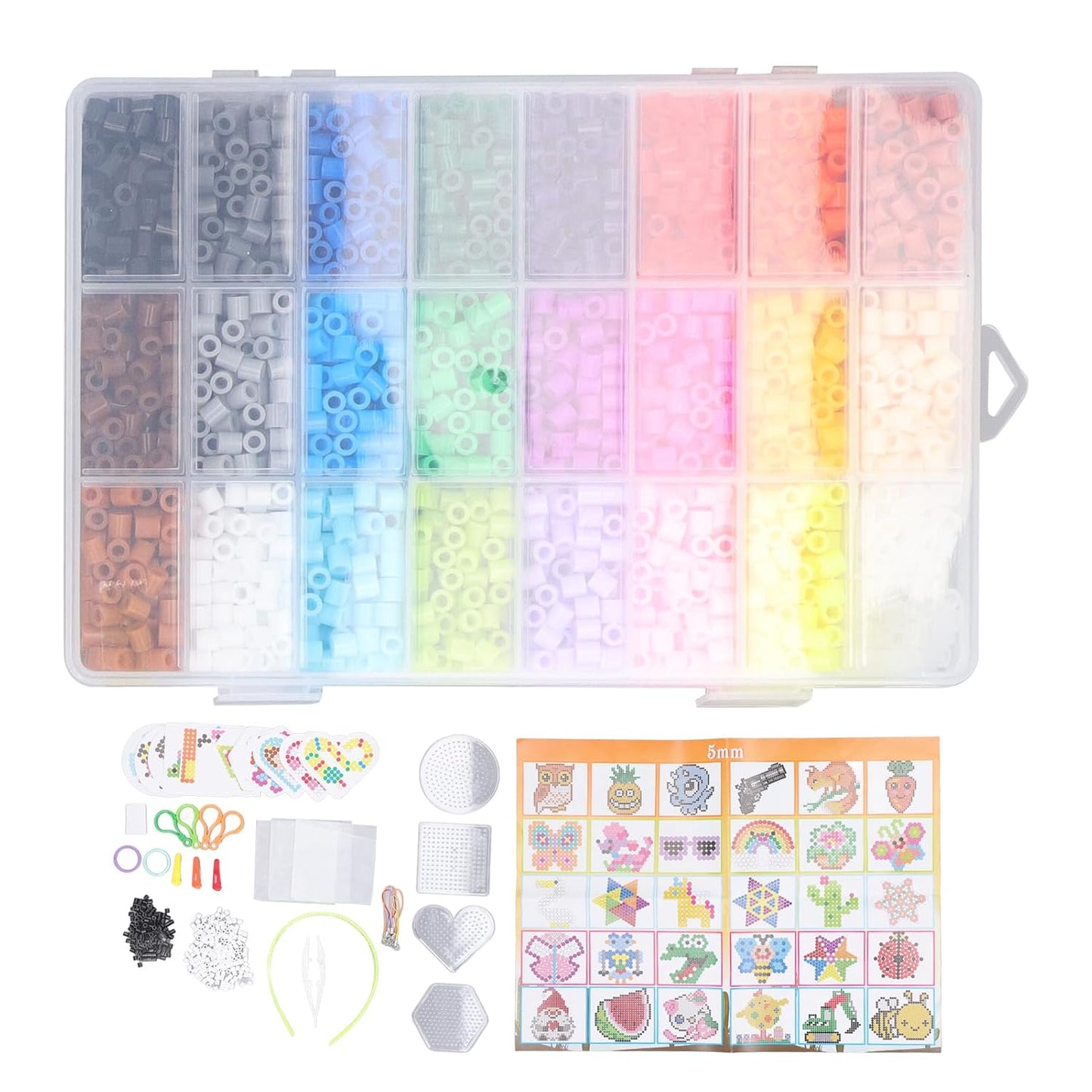 6,300pcs Fuse Beads Kit – 24 Colors + 2 FREE Refill Pack