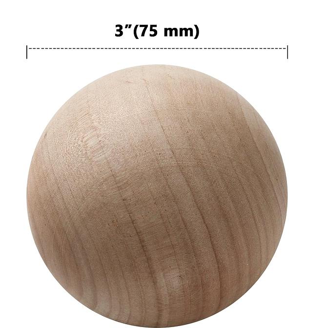 Wooden Ball 4pcs 3" Unfinished Natural Wood for DIY Crafts
