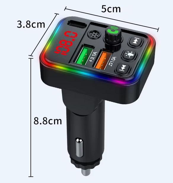 PD 25W QC3.0 Car Charger LED Light FM Transmitter