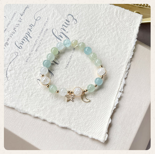 Aquamarine Bracelet Clear Quartz- Harmony & Wisdom