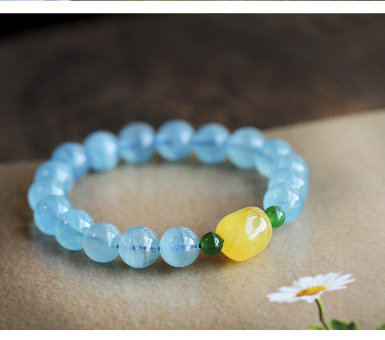 Handmade Aquamarine Bracelet with Amber