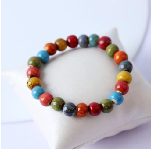 Traditional Chinese Ceramic Bracelet Handmade Colored Glaze Bead