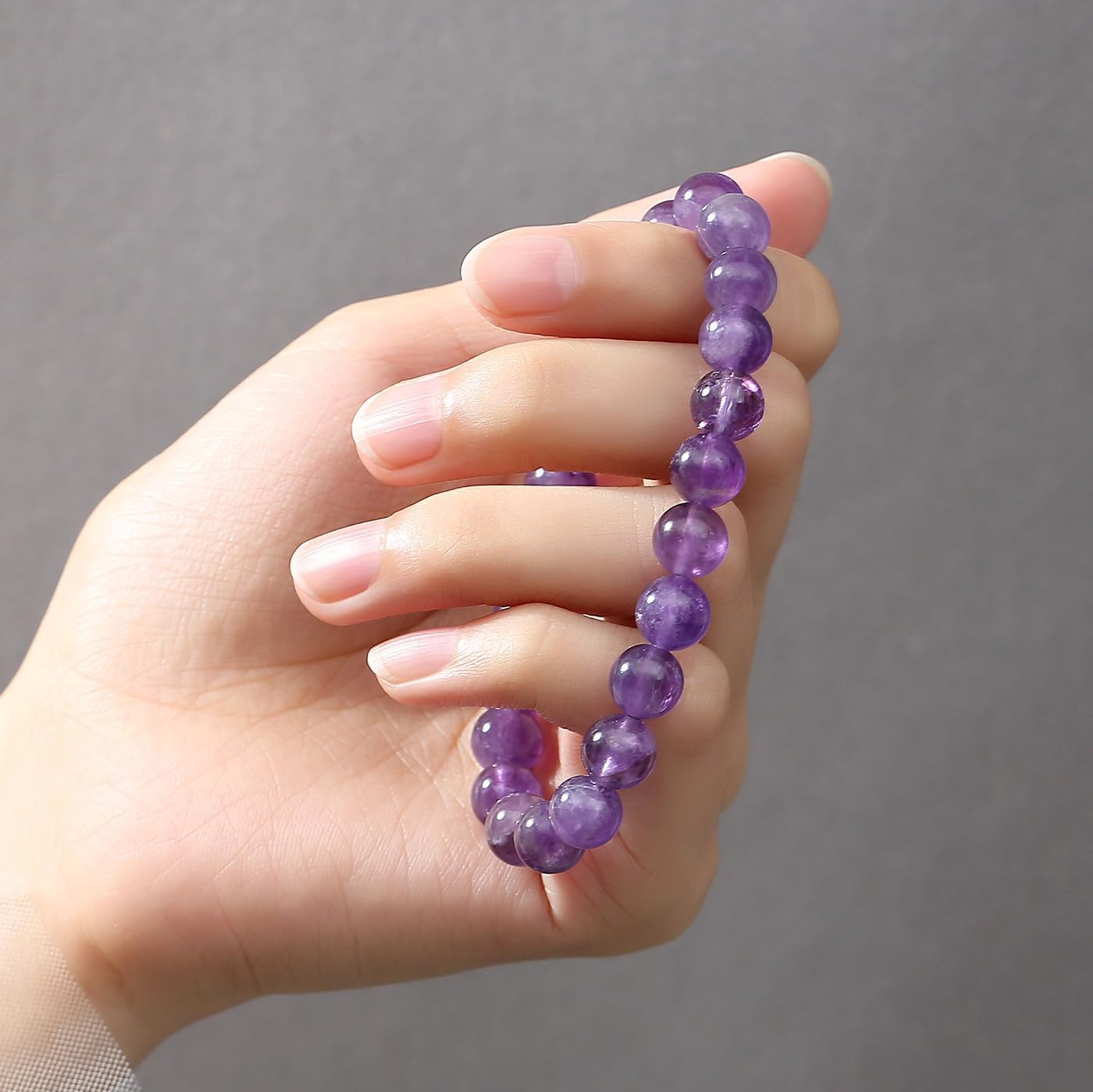 Crystal Healing Amethyst Bracelet 8mm Natural Stone