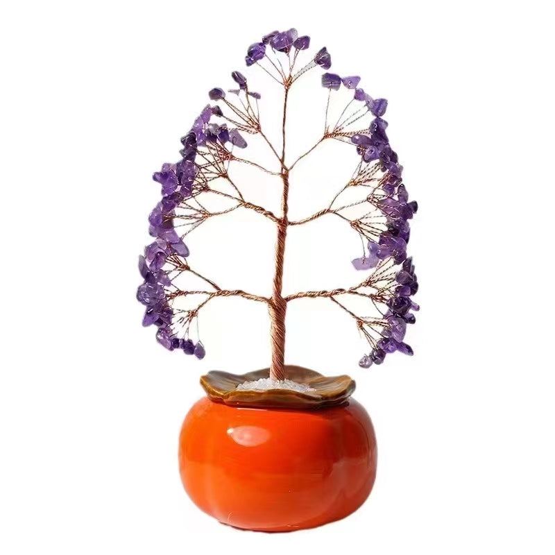 Fengshui Red Agate Tree of Life with Ceramic Bowl