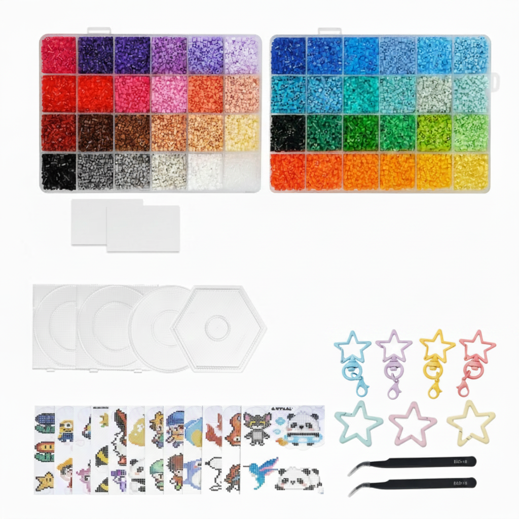 2.6mm Fuse Beads Deluxe Set - Metal Star Keychain Clips