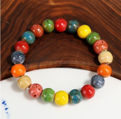 Traditional Chinese Ceramic Bracelet Handmade Colored Glaze Bead