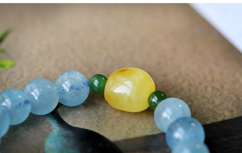 Handmade Aquamarine Bracelet with Amber