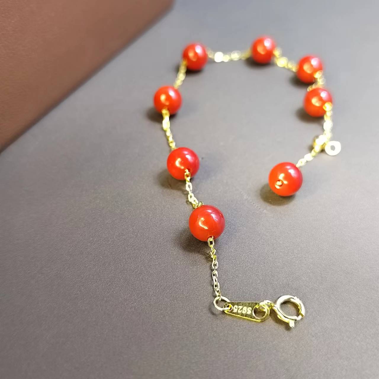 Red Agate Bracelet Silver