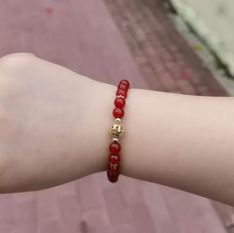 Red Agate Bracelet 6mm bead Natural Healing Stone