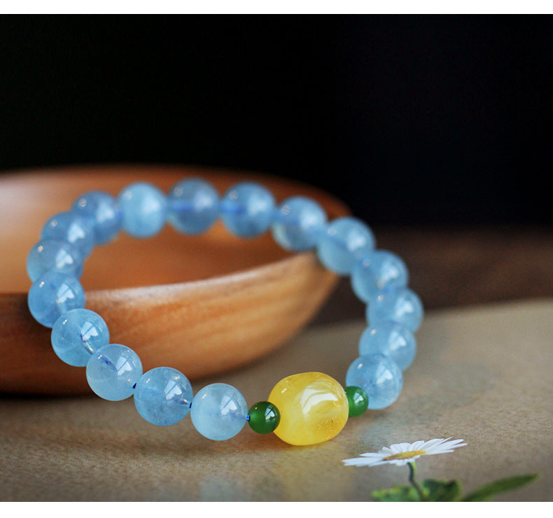 Handmade Aquamarine Bracelet with Amber