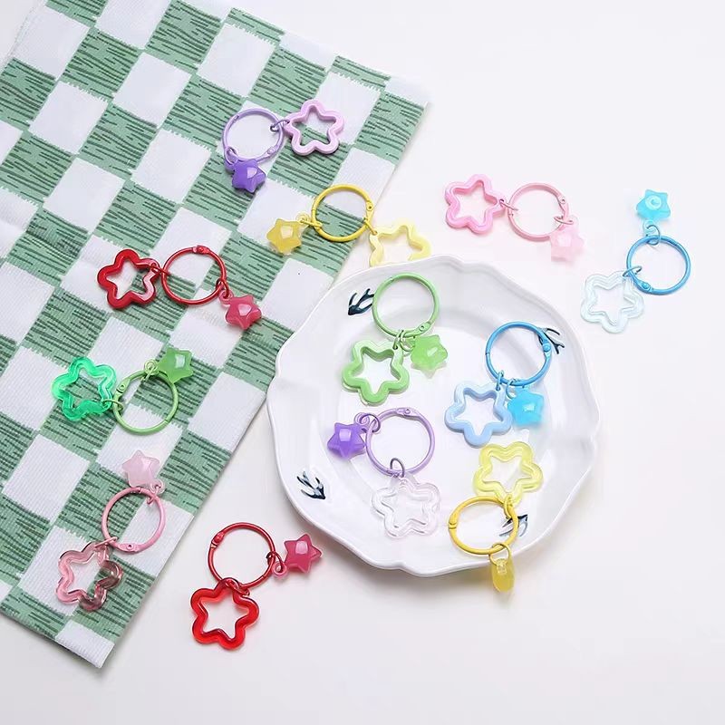 DIY Keychain Starter Kit – 4 in 1 | 17pcs Lobster Clasps, Star Flower Rings & Silicone Cords
