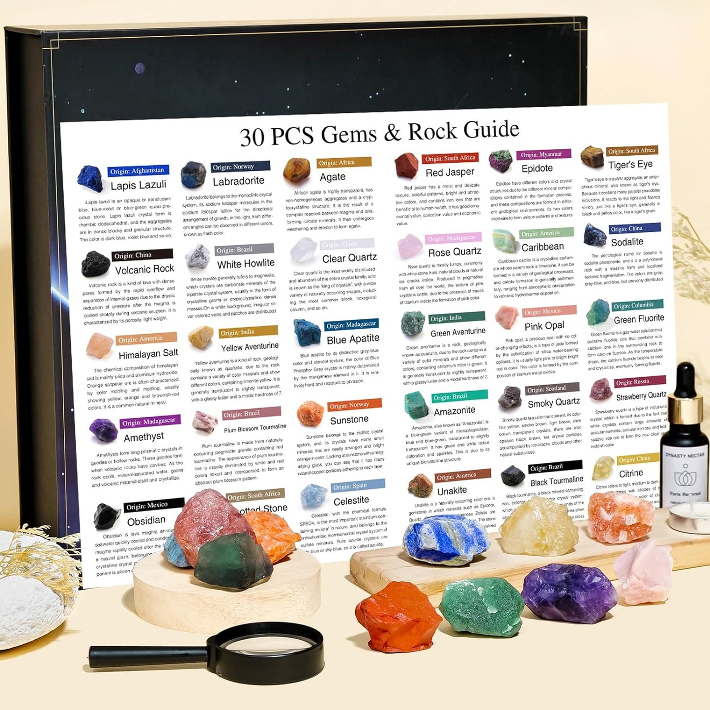 Rock Collection 30pcs Natural Stone Geology Kit