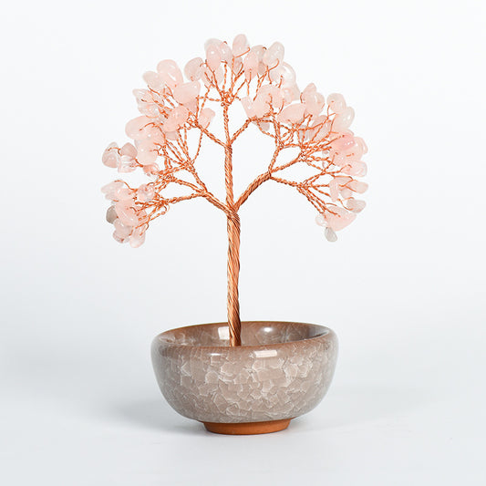 Bonsai Tree of Life Crystal Rose Quartz