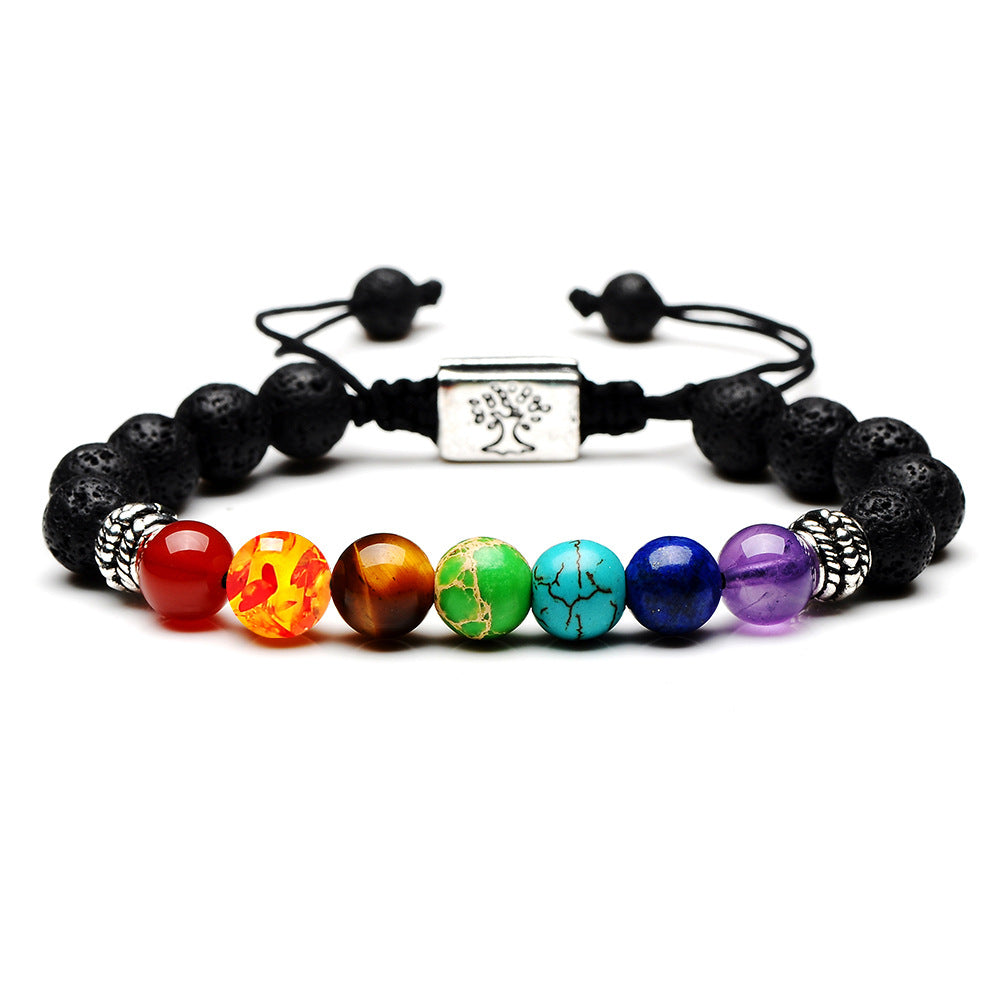 Crystal Healing Bracelet Tree of Life Lava Rock Natural Stone