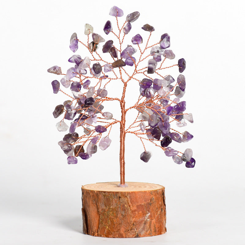 Amethyst Tree of Life Wooden Base