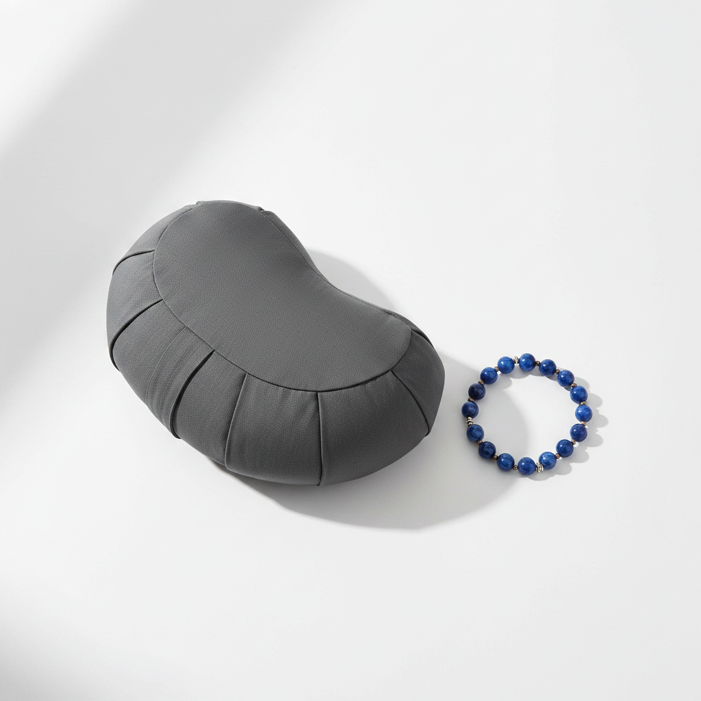 Calm & Create Kit – Blue Kyanite Bracelet & Crescent Meditation Cushion