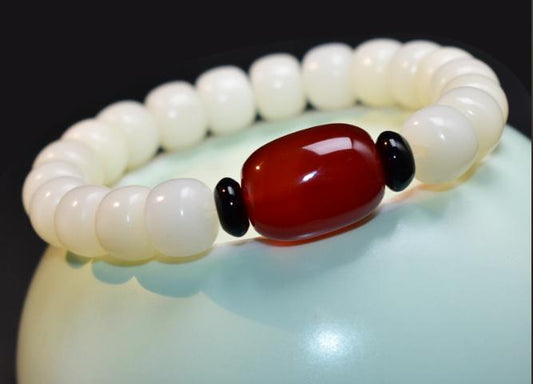 Bodhi Natural Bracelet with Red Agate for Peace & Wisdom