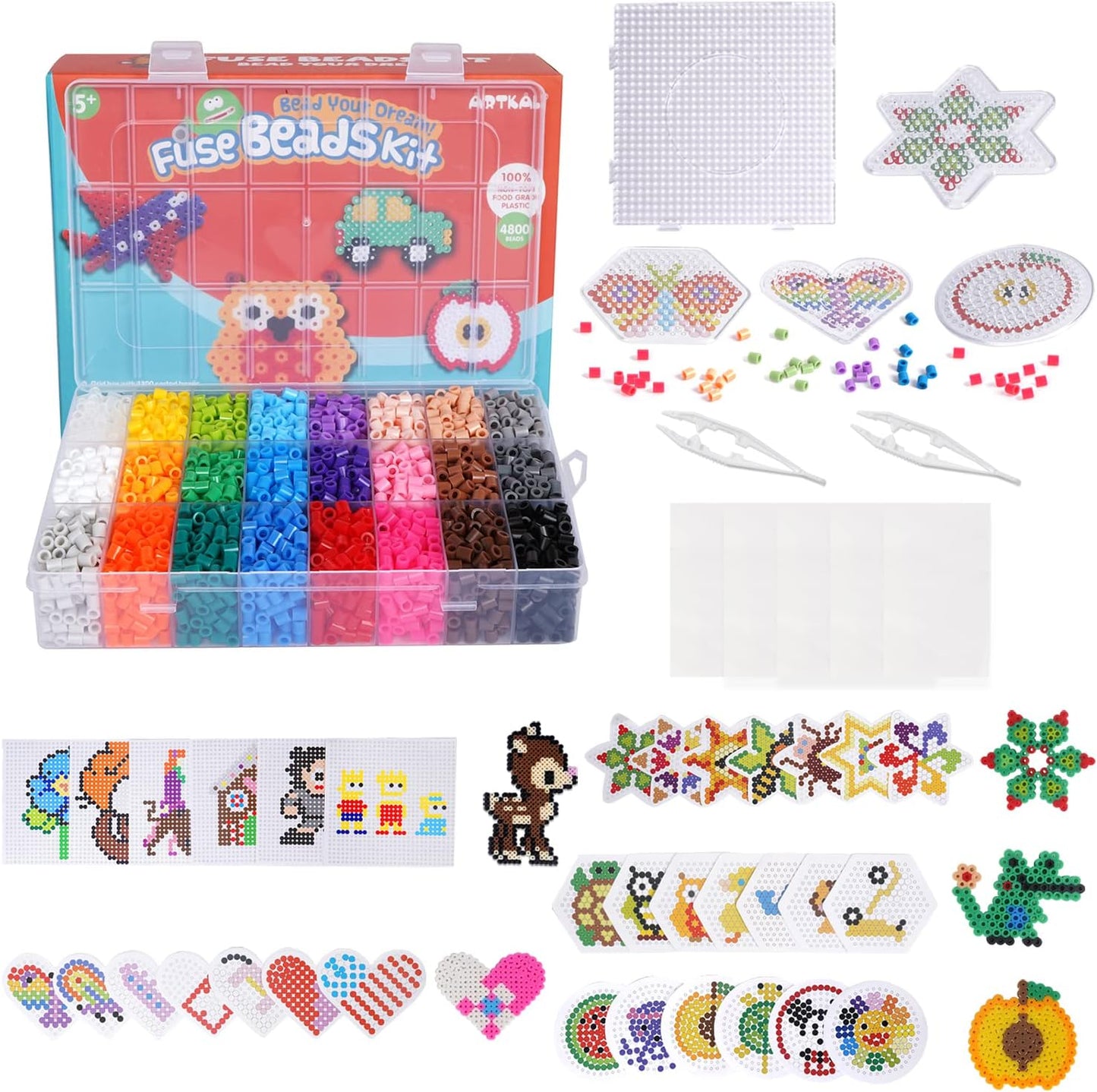 4,800pcs Fuse Beads Kit – 24 Colors + 1 FREE Surprise Refill Pack