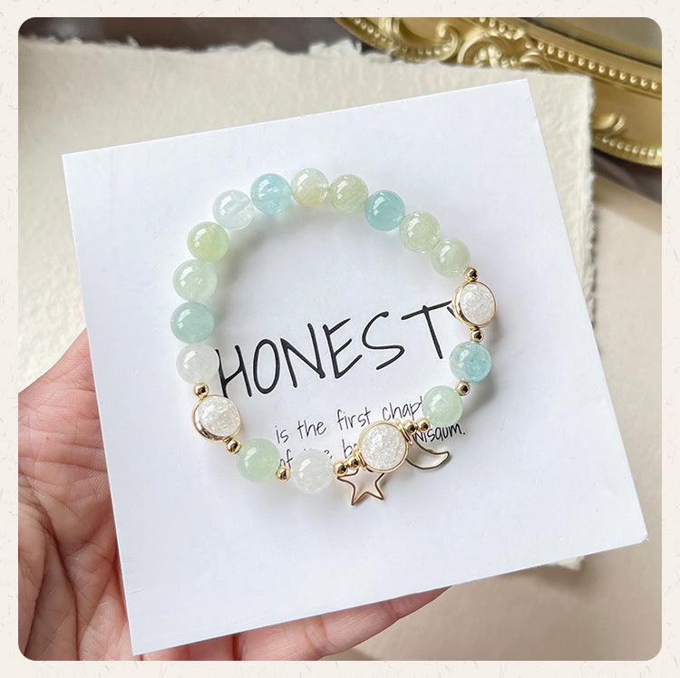 Aquamarine Bracelet Clear Quartz- Harmony & Wisdom