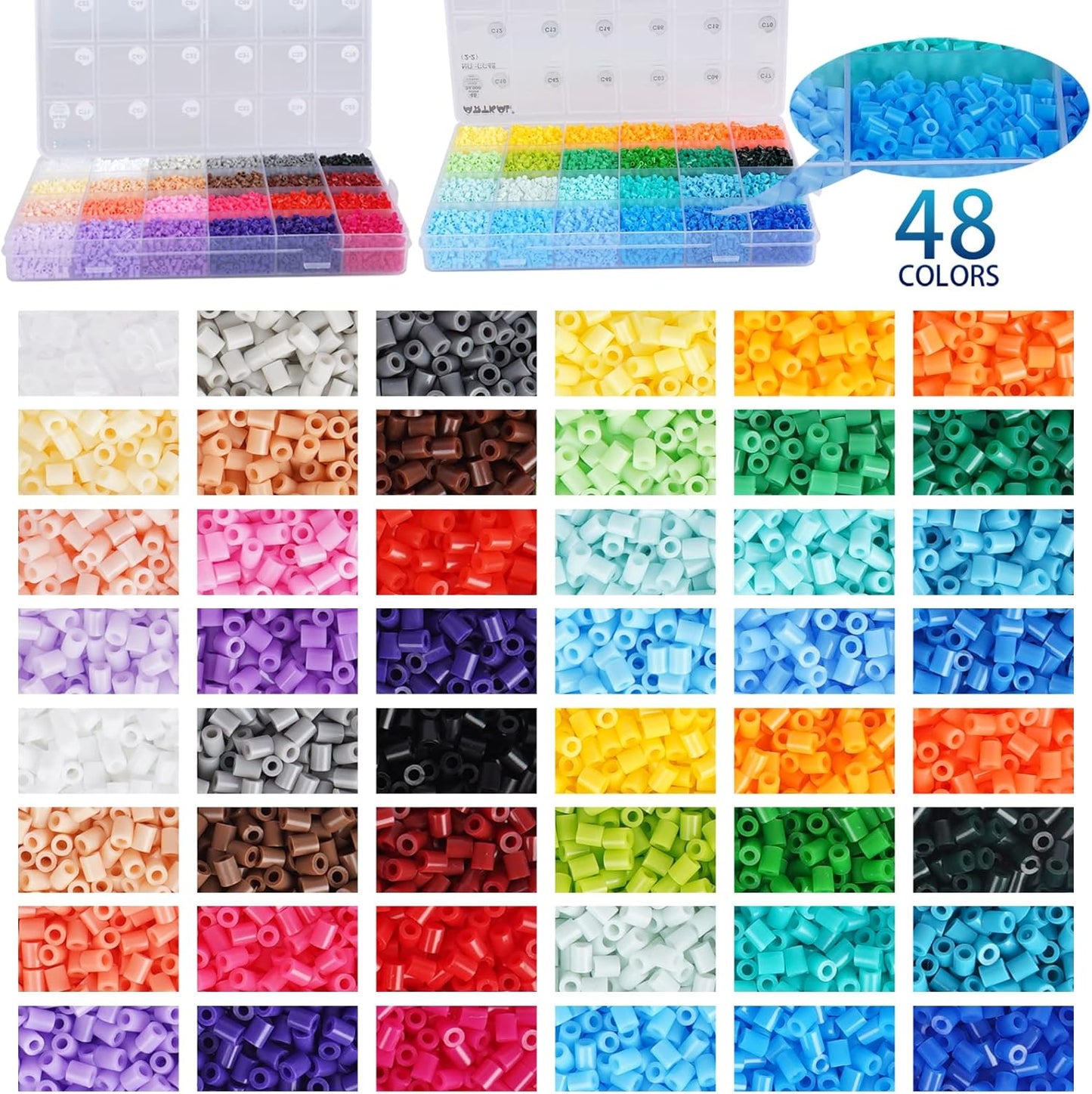 2.6mm Mini Fuse Beads Set – 48 Colors + FREE Pen