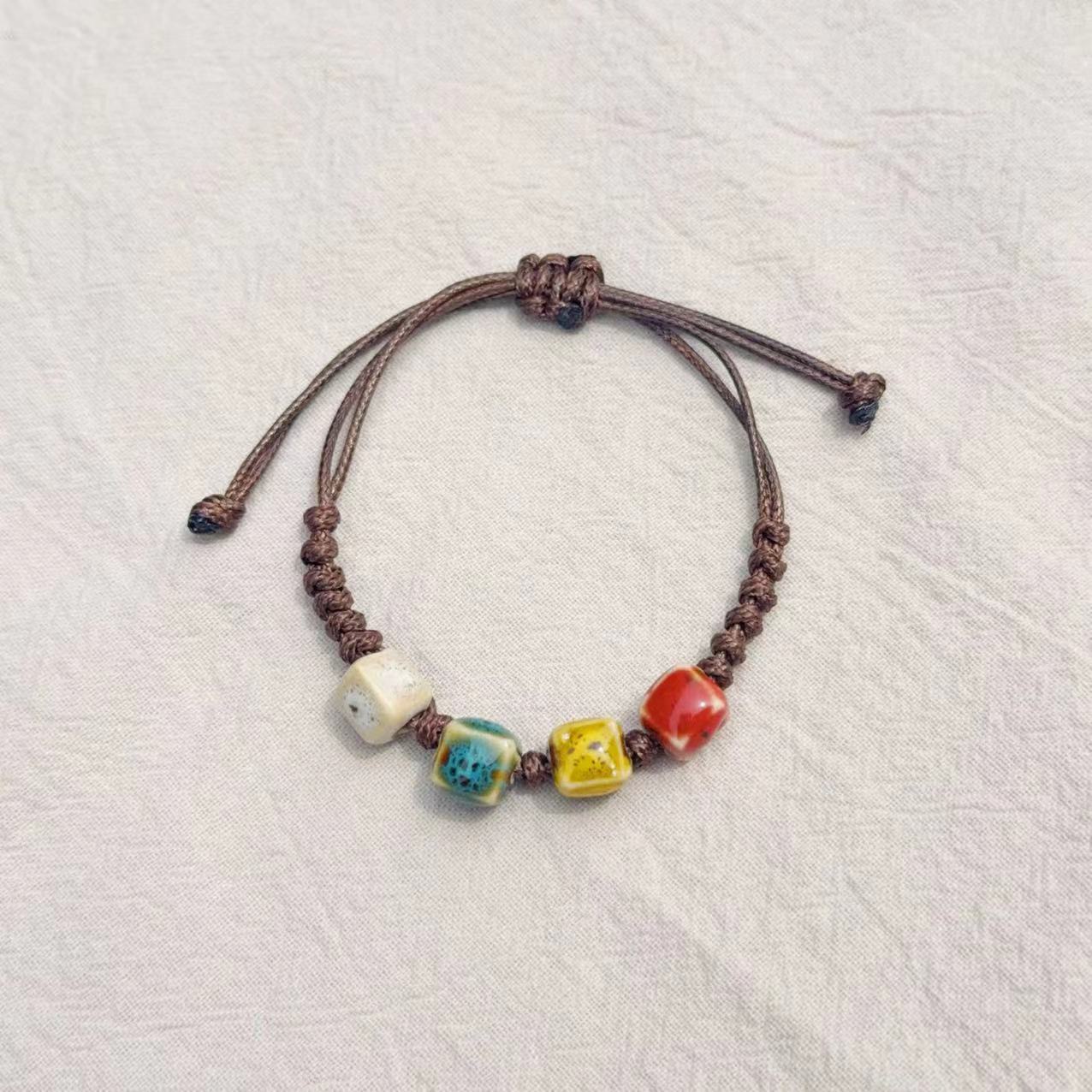 Tradition Style Colorful Ceramic Bead Bracelet 2 sets