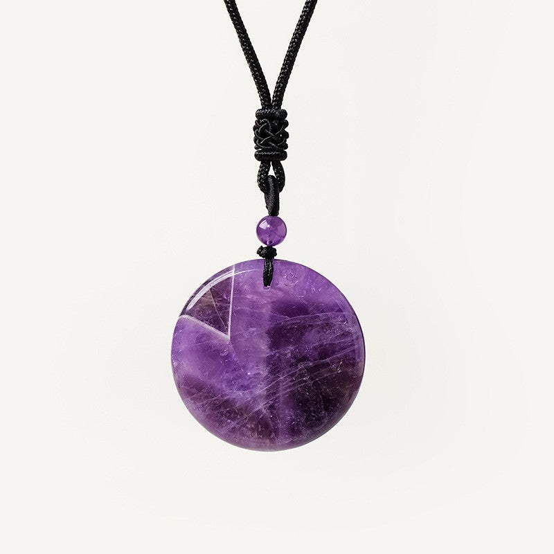 Natural Crystal Peace Pendant Set – Amethyst & Tiger Eye | 2-Piece Healing Necklace Gift Set