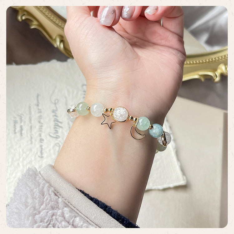 Aquamarine Bracelet Clear Quartz- Harmony & Wisdom