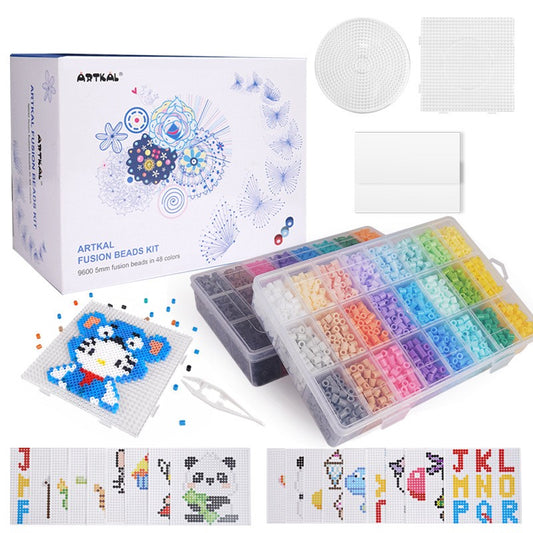 Artkal Fusion Beads Kit 48 colors 9600 beads with pegboards and storage case