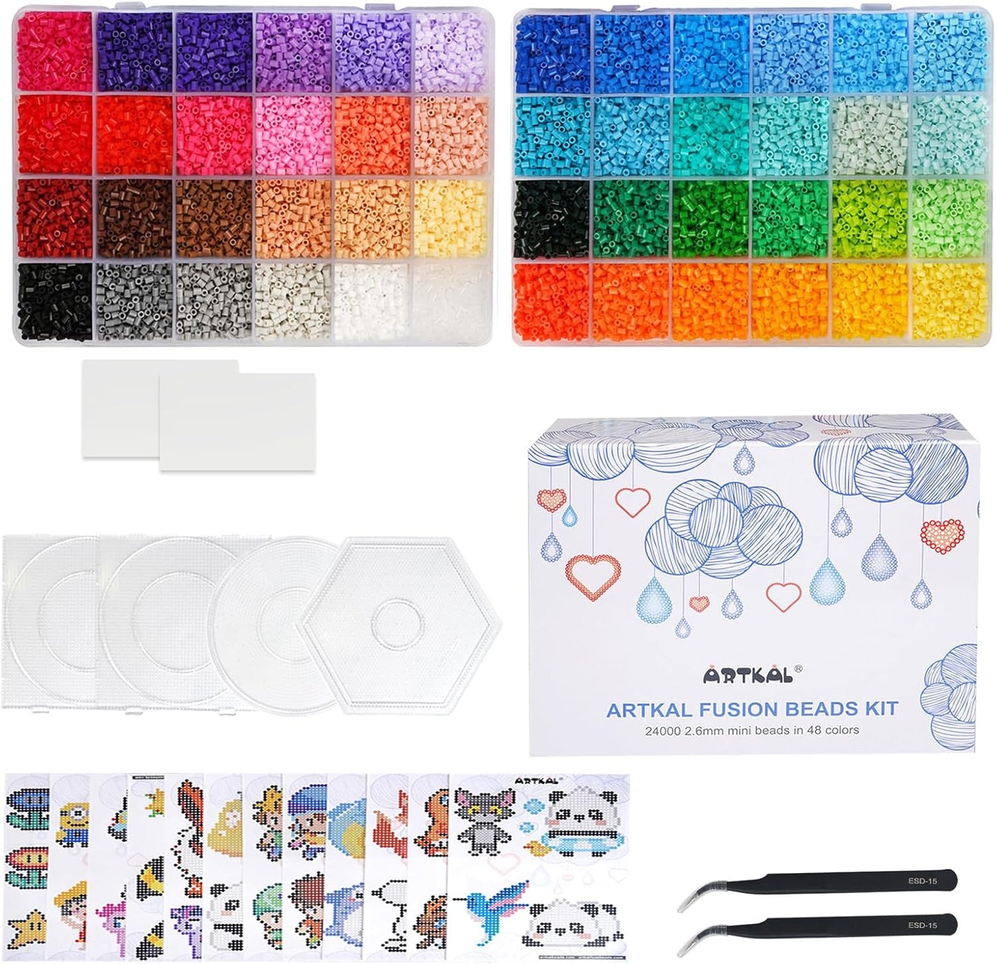 2.6mm Mini Fuse Beads Set – 48 Colors + FREE Pen