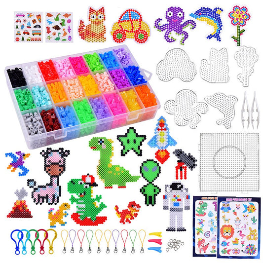 7300pcs Fuse Beads Kit – 24 Colors + 2 FREE Refill Packs