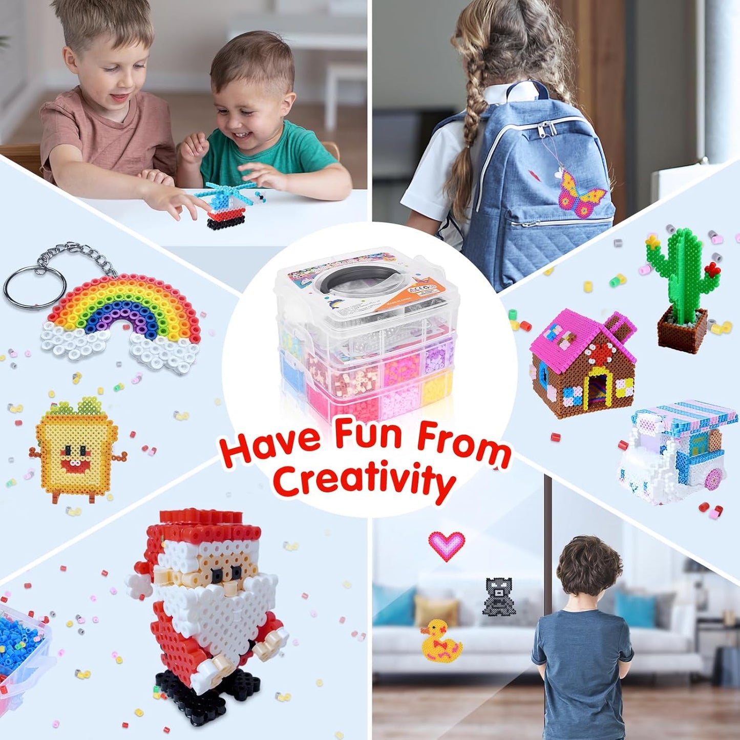 Craft Beads Bucket 3-Layer Design 11,000pcs 12 Colors Craft Kit