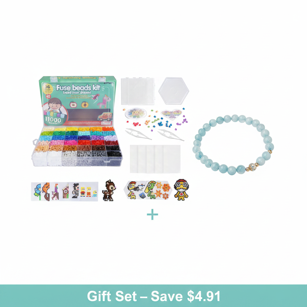 DIY Creator Gift Set – Fuse Beads Kit + Aquamarine Bracelet