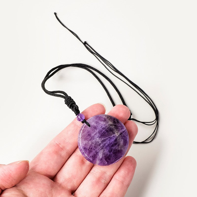Natural Crystal Peace Pendant Set – Amethyst & Tiger Eye | 2-Piece Healing Necklace Gift Set