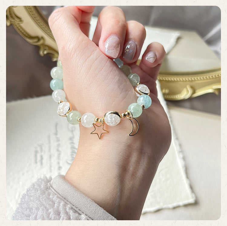 Aquamarine Bracelet Clear Quartz- Harmony & Wisdom