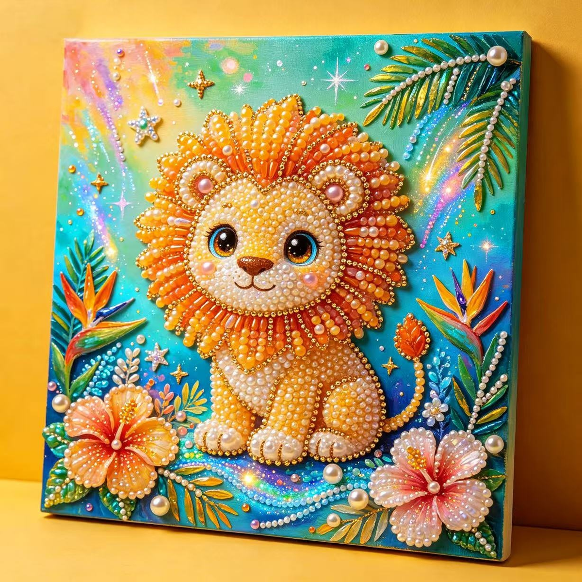Little Lion Framed Pearl Art