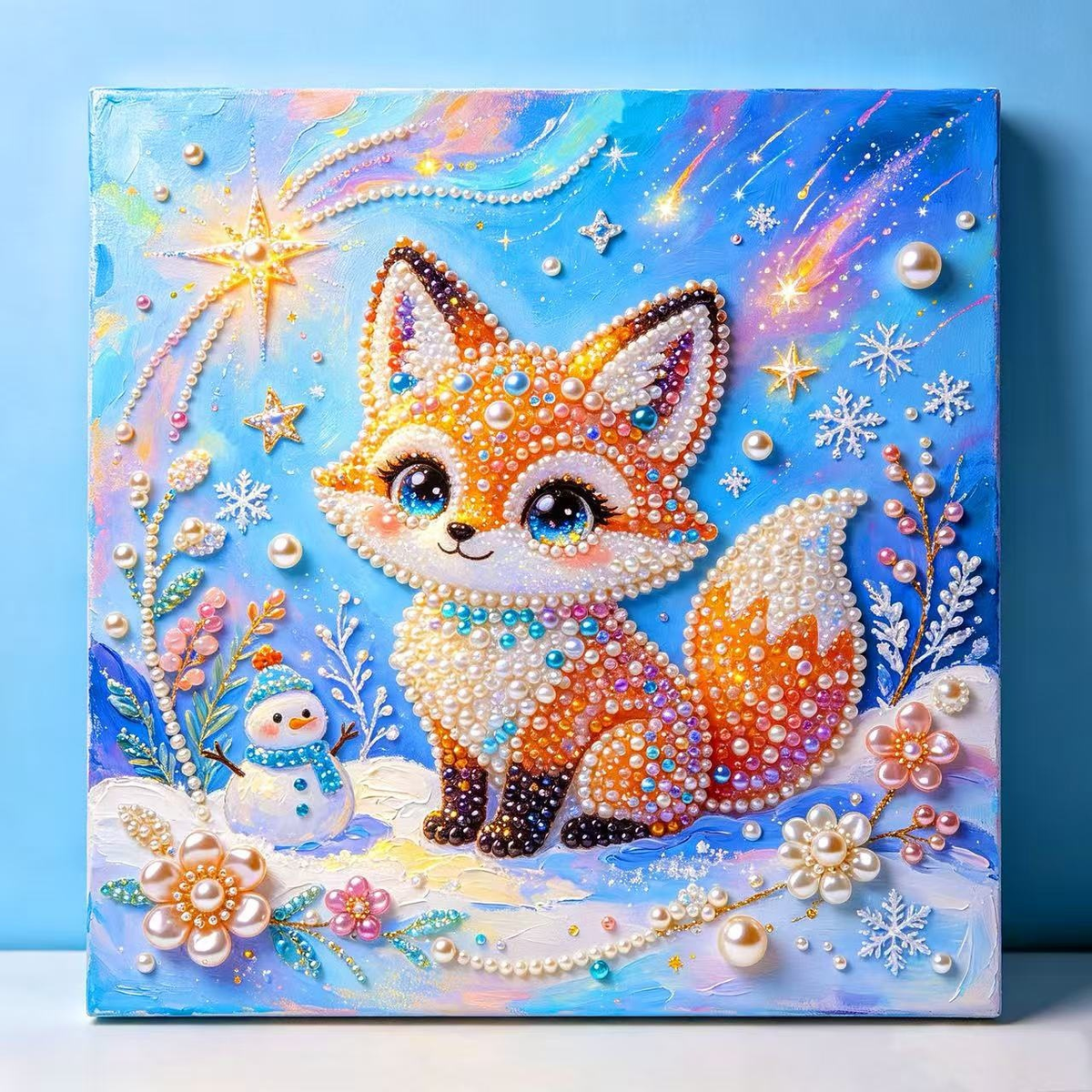 Winter Fox Framed Pearl Art