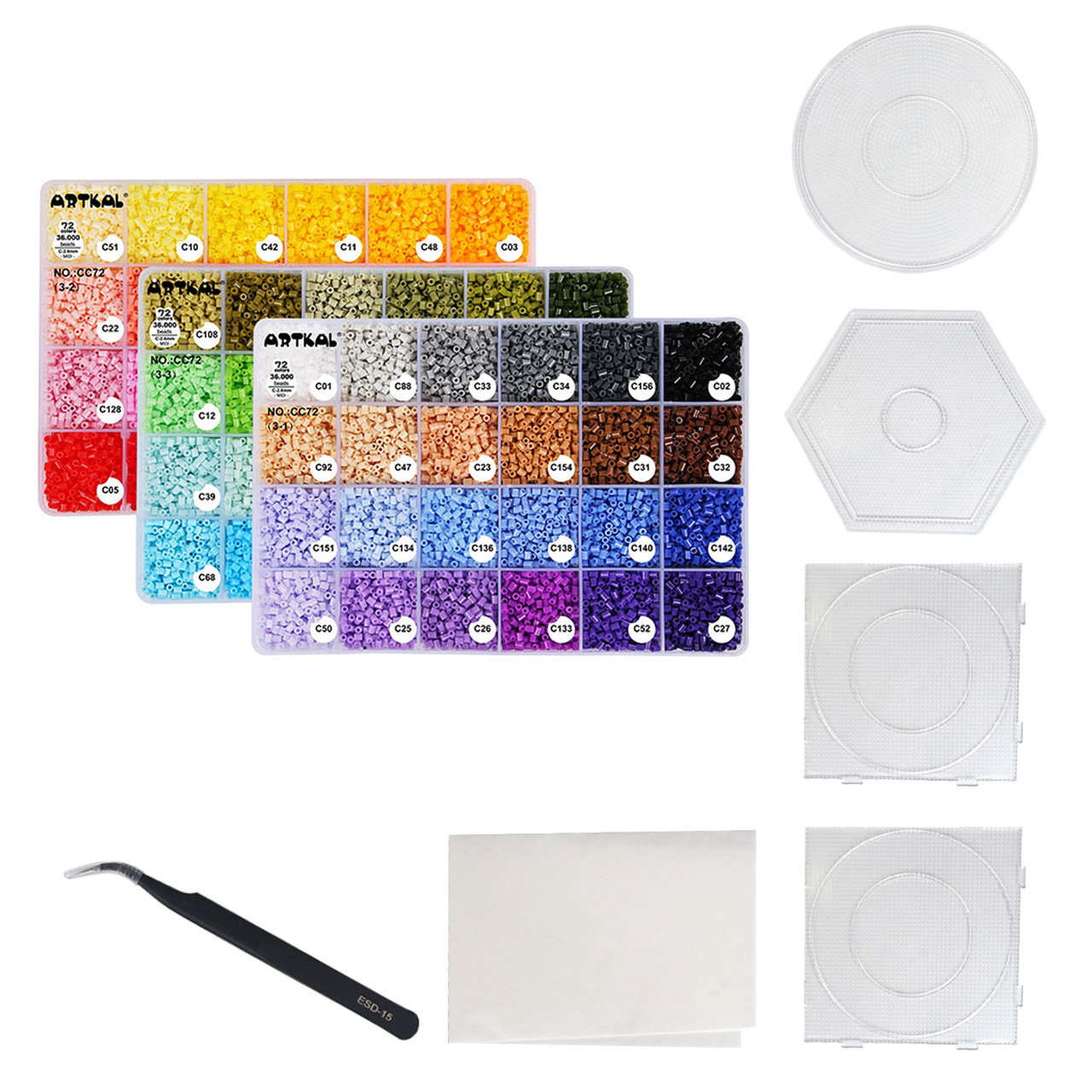 Artkal 2.6mm mini fuse beads kit 72 colors with pegboards and tweezers