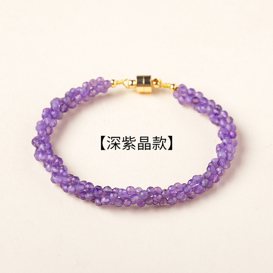 Natural Amethyst Bracelet – Magnetic Alloy Clasp | Crystal Healing Jewelry