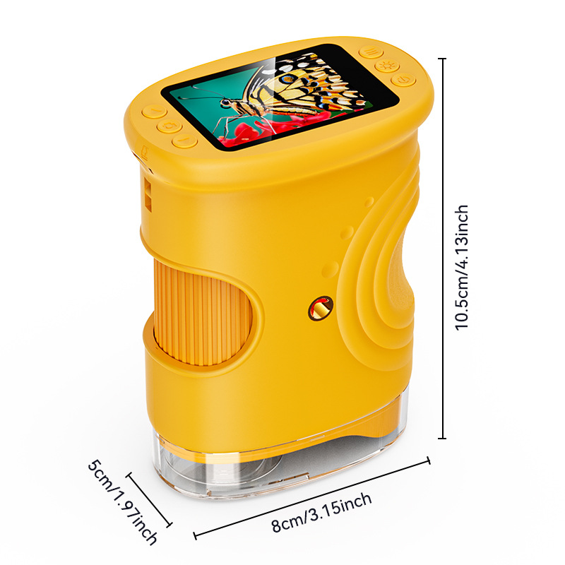 Kids Handheld Digital Microscope 50-1000X | 8-LED, Type-C, 2.0" IPS Screen | STEM Science Toy Ages 4-12