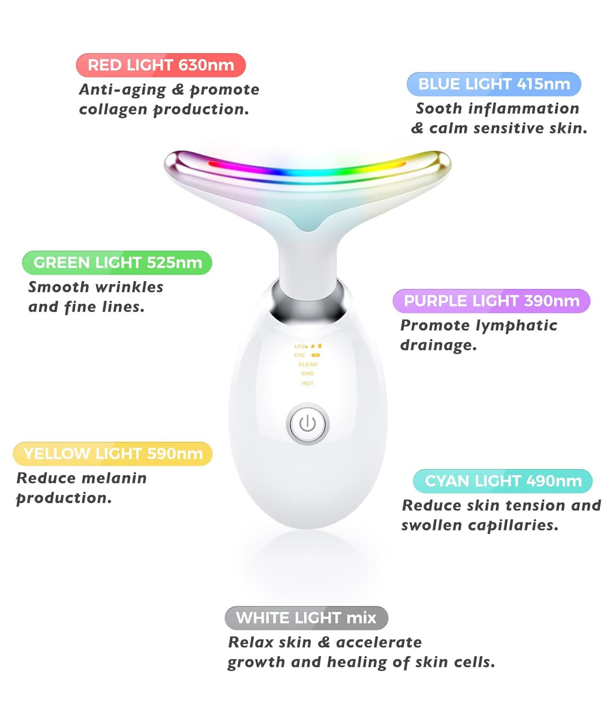 Neck Face Beauty Device 7 Color LED Lights