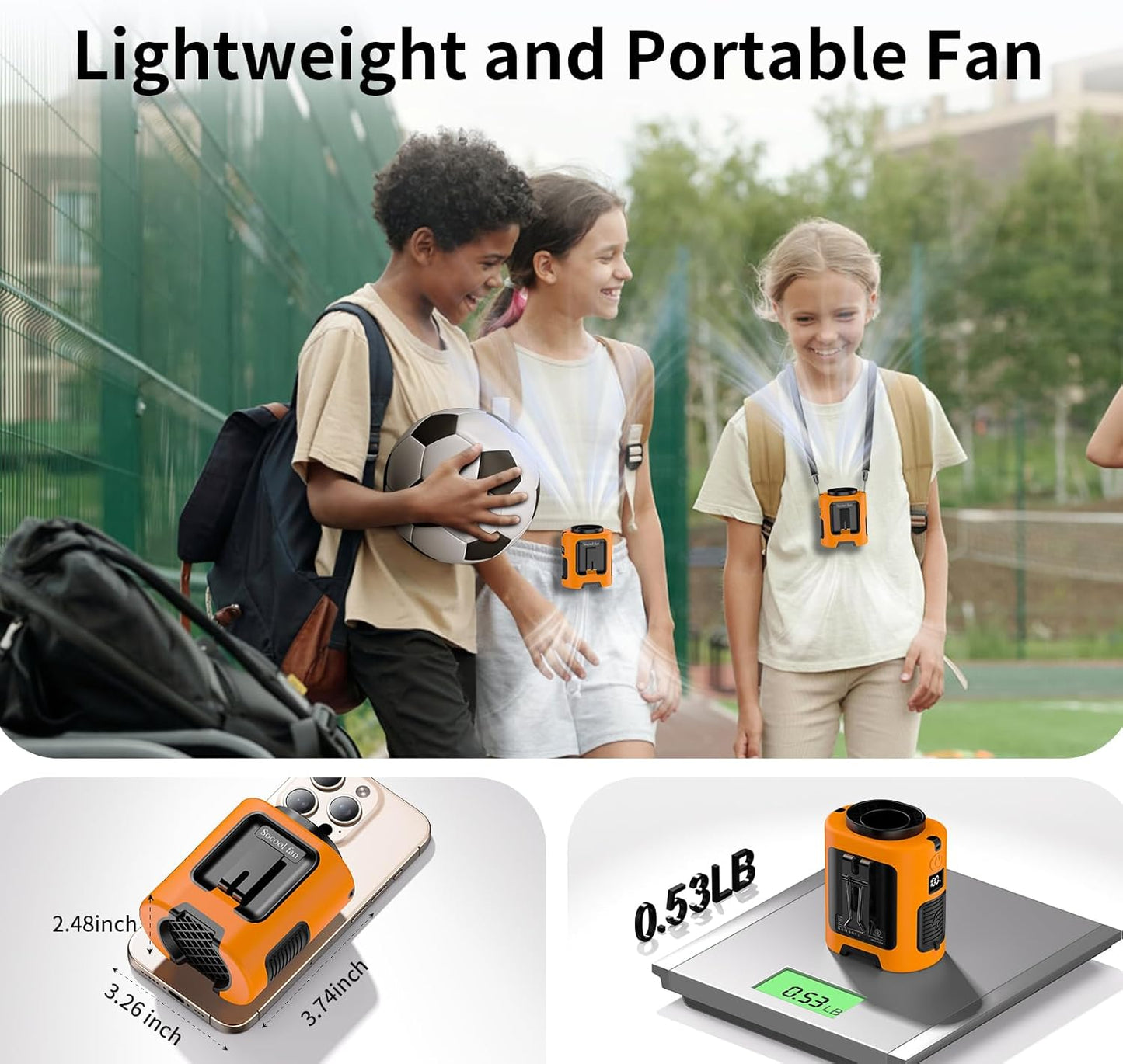 Portable Waist Fan 5000mAh – Wearable Neck & Belt Clip Fan with Digital Display