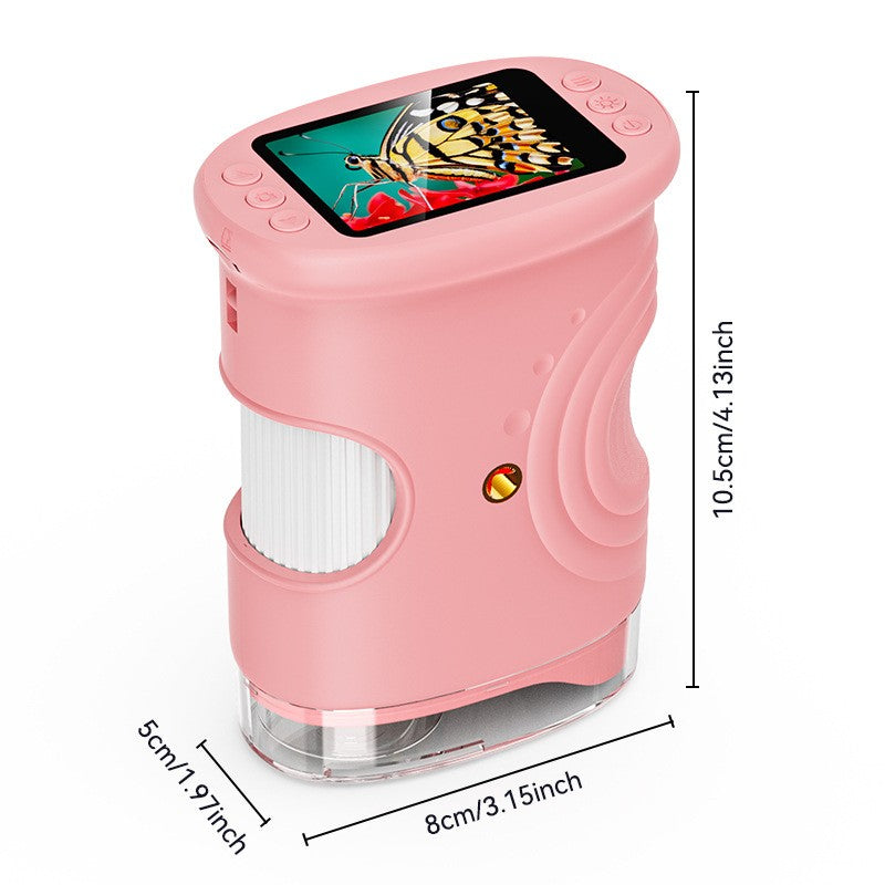 Kids Handheld Digital Microscope 50-1000X | 8-LED, Type-C, 2.0" IPS Screen | STEM Science Toy Ages 4-12