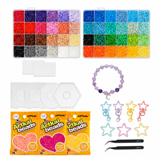 Pixel Artist Bundle – 2.6mm Mini Fuse Beads (48 Colors) + Amethyst Bracelet + Bonus Gifts