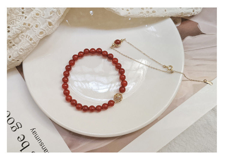 Red Agate Bracelet 6mm bead Natural Healing Stone