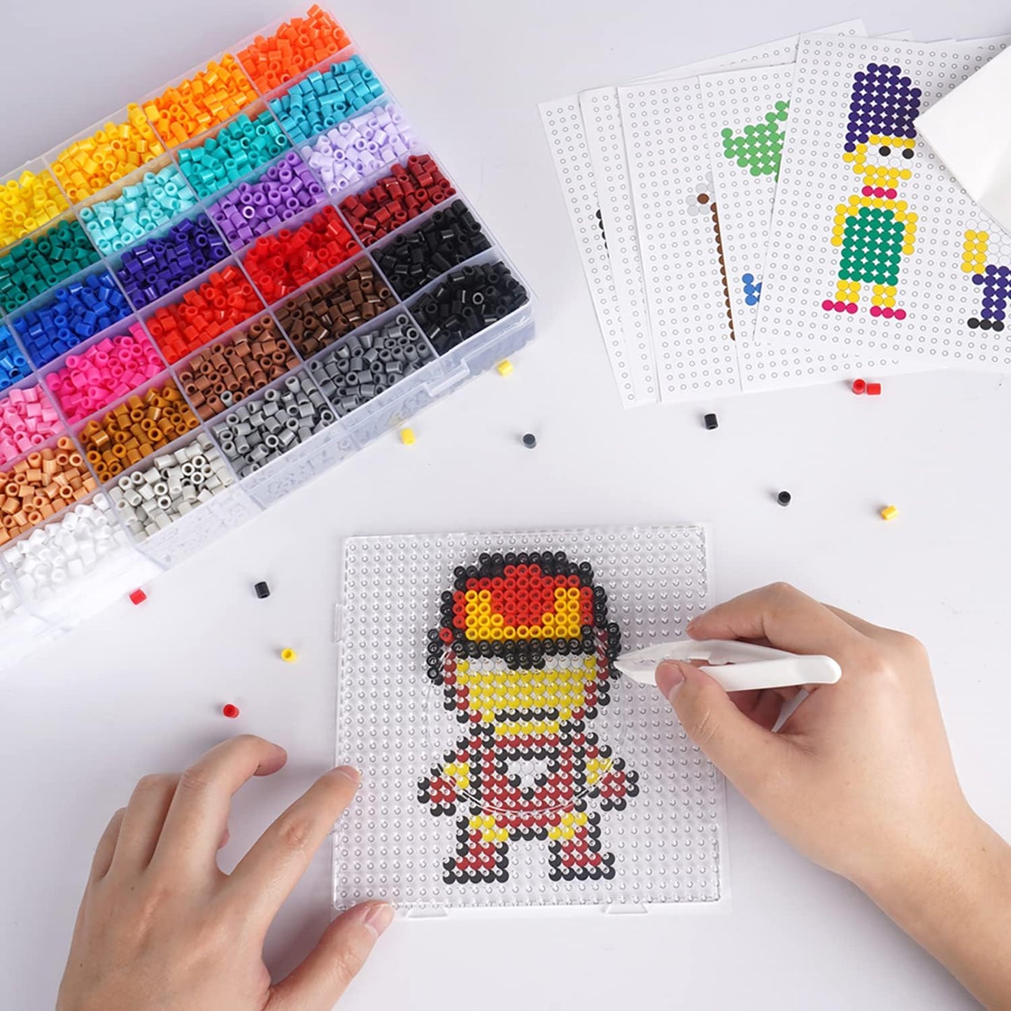 11,000pcs Fuse Beads Kit – 36 Colors + 2 FREE Refill Packs