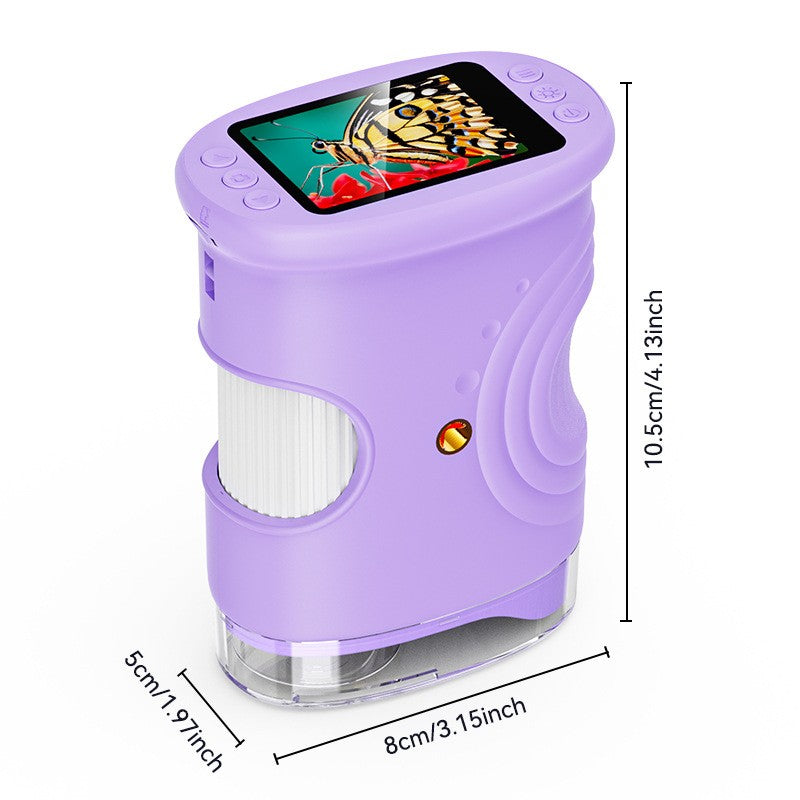 Kids Handheld Digital Microscope 50-1000X | 8-LED, Type-C, 2.0" IPS Screen | STEM Science Toy Ages 4-12