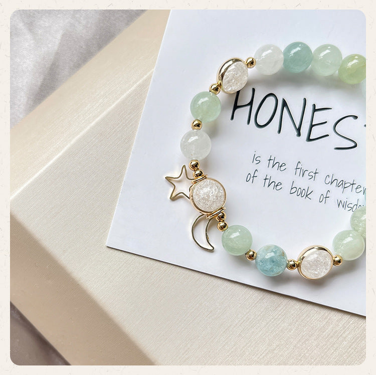 Aquamarine Bracelet Clear Quartz- Harmony & Wisdom